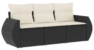 VidaXL 3 részes Kerti Ülőgarnitúra - Polyrattan - Fekete