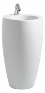 Szabadon álló mosdókagyló Laufen Alessi One 53x53 cm fehér színben fényes felülettel középső nyílással 1197.2.400.104.1