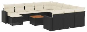 VidaXL Polyrattan Kerti Ülőgarnitúra - 13 részes - Fekete
