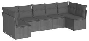 VidaXL Polyrattan Kerti Ülőgarnitúra - 7 részes - Fekete
