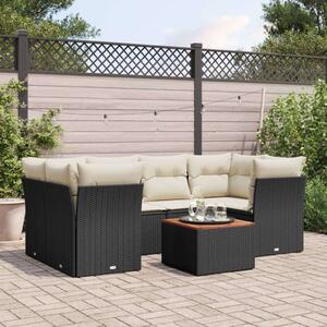 VidaXL Polyrattan Kerti Ülőgarnitúra - 7 részes - Fekete