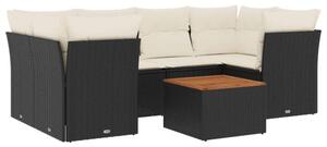 VidaXL Polyrattan Kerti Ülőgarnitúra - 7 részes - Fekete