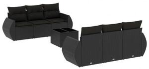 VidaXL Polyrattan Kerti Ülőgarnitúra - 7 részes - Fekete