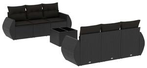 VidaXL Polyrattan Kerti Ülőgarnitúra - 7 részes - Fekete