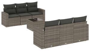 VidaXL Polyrattan Kerti Ülőgarnitúra - 7 részes, Szürke