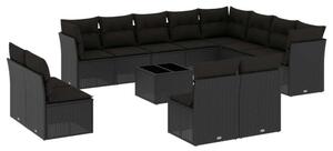 VidaXL Polyrattan Kerti Ülőgarnitúra - 13 részes - Fekete