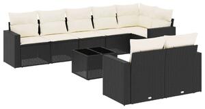VidaXL Polyrattan Kerti Ülőgarnitúra - 9 részes - Fekete