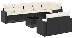 VidaXL Polyrattan Kerti Ülőgarnitúra - 9 részes - Fekete