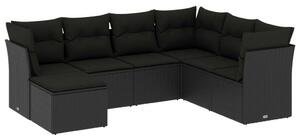 VidaXL Polyrattan Kerti Ülőgarnitúra - 7 részes - Fekete