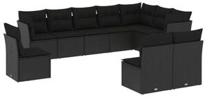 VidaXL Polyrattan Kerti Ülőgarnitúra - 10 részes - Fekete