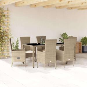 VidaXL Kerti Étkezőgarnitúra - Polyrattan - 7 részes - Bézs