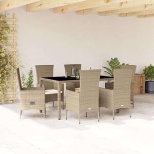VidaXL Polyrattan Kerti Étkezőgarnitúra - 7 részes - Bézs