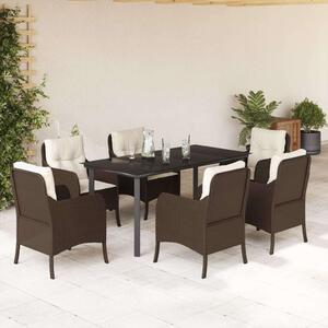 VidaXL - 7 Részes Kerti Étkezőgarnitúra - Barna Polyrattan
