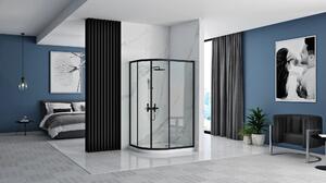Rea Look zuhanykabin 80x80 cm félkör alakú fekete félmatt/átlátszó üveg REA-K7902