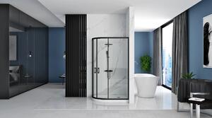 Rea Look zuhanykabin 80x80 cm félkör alakú fekete félmatt/átlátszó üveg REA-K7902