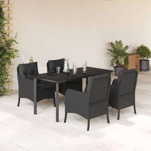 VidaXL - 5 Részes Kerti Étkezőgarnitúra - Polyrattan - Fekete