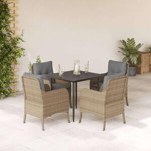 Polyrattan Kerti Étkezőgarnitúra - 5 részes - Bézs