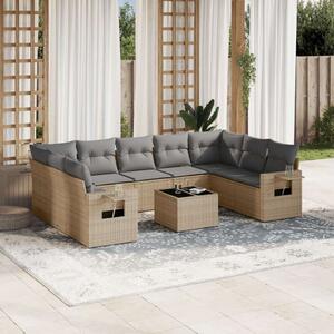 VidaXL Polyrattan Kerti Ülőgarnitúra - 10 részes - Bézs