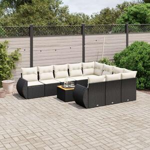 VidaXL Polyrattan Kerti Ülőgarnitúra - 11 részes - Fekete