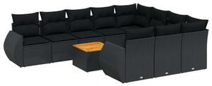 VidaXL Polyrattan Kerti Ülőgarnitúra - 11 részes - Fekete