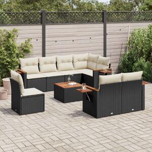 VidaXL Polyrattan Kerti Ülőgarnitúra - 9 részes - Fekete