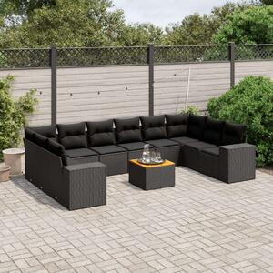 VidaXL Polyrattan Kerti Ülőgarnitúra - 11 részes - Fekete