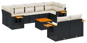 VidaXL Polyrattan Kerti Ülőgarnitúra - 10 részes - Fekete