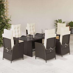 VidaXL Kerti Étkezőgarnitúra - Polyrattan - Barna - 7 részes