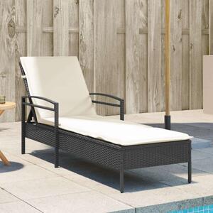 VidaXL Napozóágy - Polyrattan - Fekete - 200cm