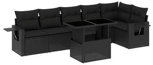 VidaXL Polyrattan Kerti Ülőgarnitúra - 7 részes - Fekete