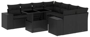 VidaXL Polyrattan Kerti Ülőgarnitúra - 9 részes - Fekete
