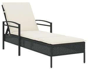 VidaXL Napozóágy - Polyrattan - Fekete - 200cm