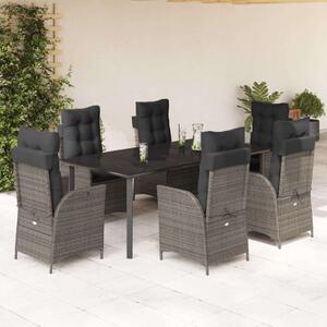 VidaXL Polyrattan Kerti Étkezőgarnitúra - 7 részes, Szürke