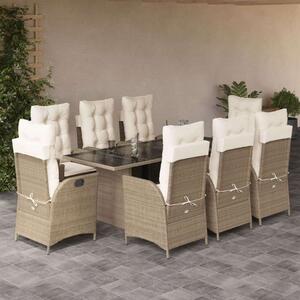 VidaXL Kerti Étkezőgarnitúra - Polyrattan - 9 részes - Bézs