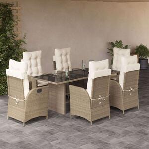 VidaXL Kerti Étkezőgarnitúra - Polyrattan - Bézs - 7 részes
