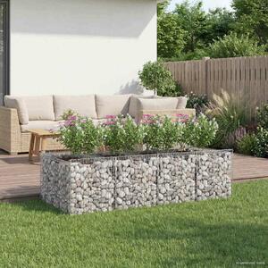 VidaXL Gabion emelt ágy 2 db 200 x 100 x 60 cm Horganyzott Acél Ezüst