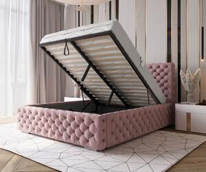 Kárpitozott ágy tárolóhellyel 140x200 rózsaszín PRO line 15