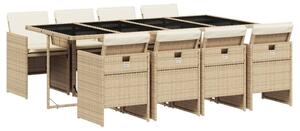 VidaXL Polyrattan Kerti Étkezőgarnitúra - 9 részes - Bézs