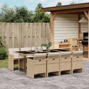 VidaXL Polyrattan Kerti Étkezőgarnitúra - 9 részes - Bézs