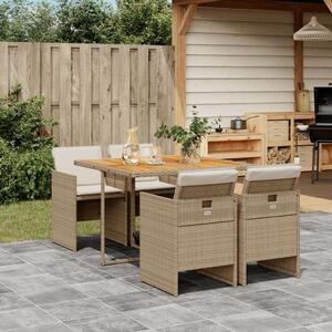Polyrattan Kerti Étkezőgarnitúra - 5 részes - Bézs