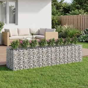 VidaXL Gabion emelt ágy 4 db 400 x 100 x 100 cm Horganyzott Acél Ezüst