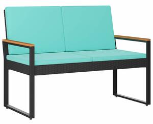 VidaXL Kerti pad párnával Fekete és Türkiz 107 x 61 x 80 cm polirattan