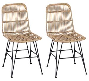 VidaXL Étkezőszék 2 pcs Természetes 41 x 55 x 85 cm Rattan és acél