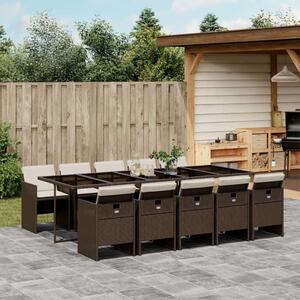 VidaXL 11 részes barna polyrattan kerti ülőgarnitúra párnákkal