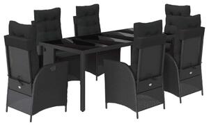 VidaXL Polyrattan Kerti Étkezőgarnitúra - 7 részes - Fekete