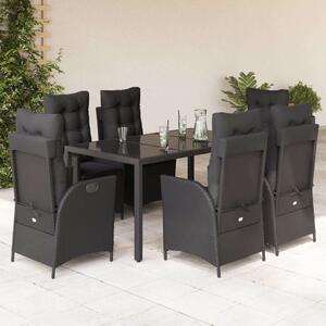 VidaXL Polyrattan Kerti Étkezőgarnitúra - 7 részes - Fekete
