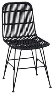 VidaXL Étkezőszék 2 pcs Fekete 41 x 55 x 85 cm Rattan és acél