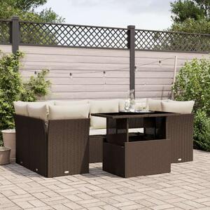 Polyrattan Kerti Ülőgarnitúra - 7 részes - Barna