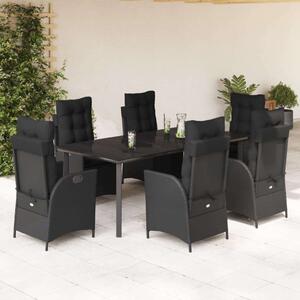 VidaXL - 7 Részes Kerti Étkezőgarnitúra - Polyrattan - Fekete