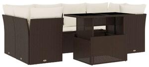 Polyrattan Kerti Ülőgarnitúra - 7 részes - Barna